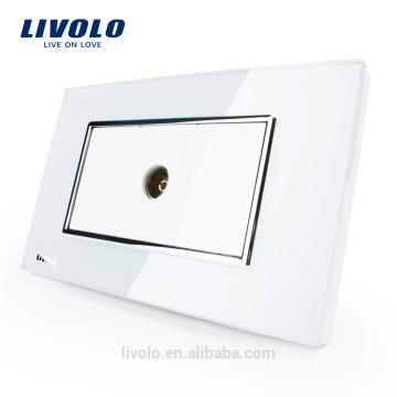 Fabricante Livolo EE. UU. Enchufe estándar Cristal, vidrio, TV, tomacorriente eléctrico de datos, toma de pared VL-C391V-81